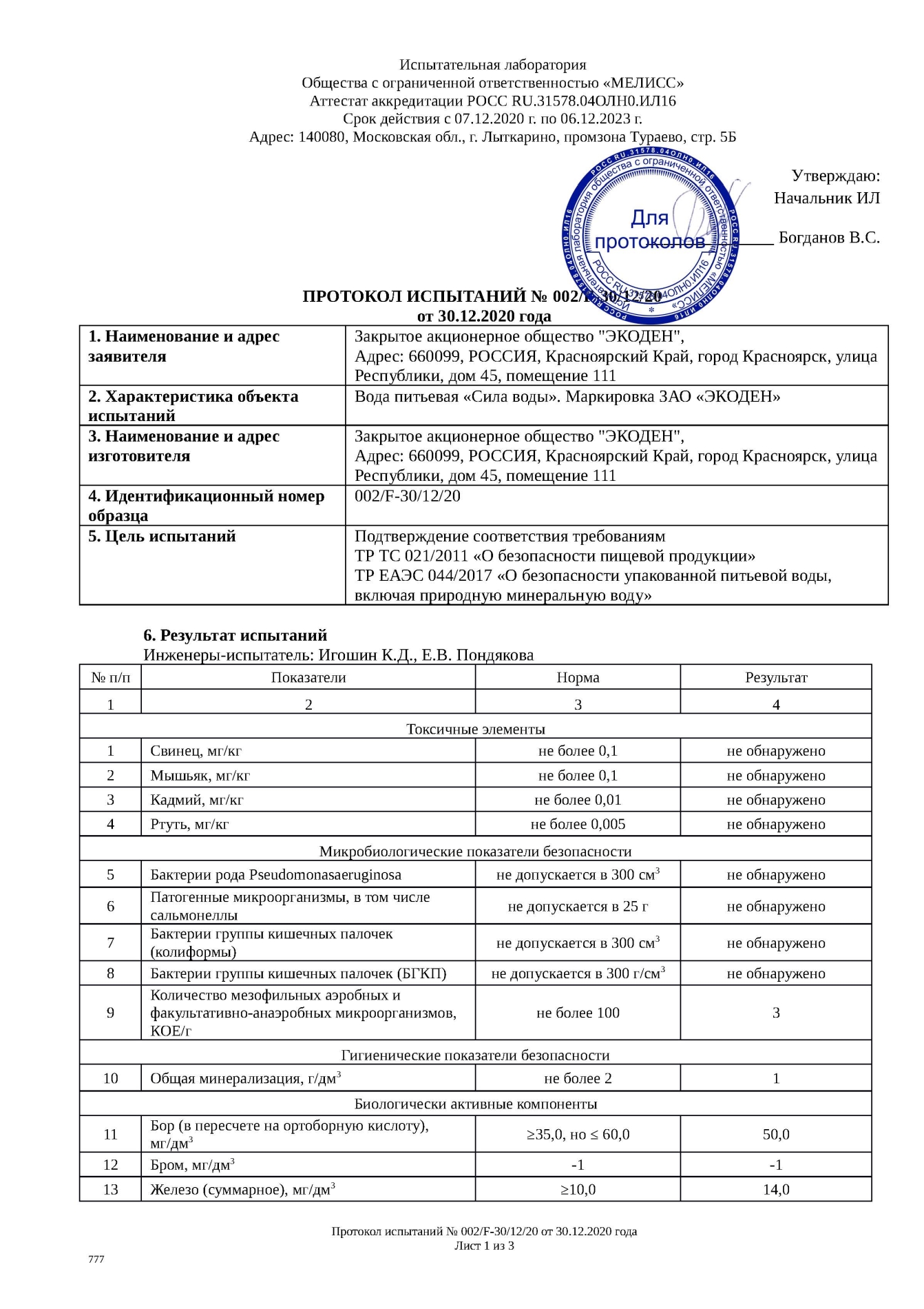 Испытания 1